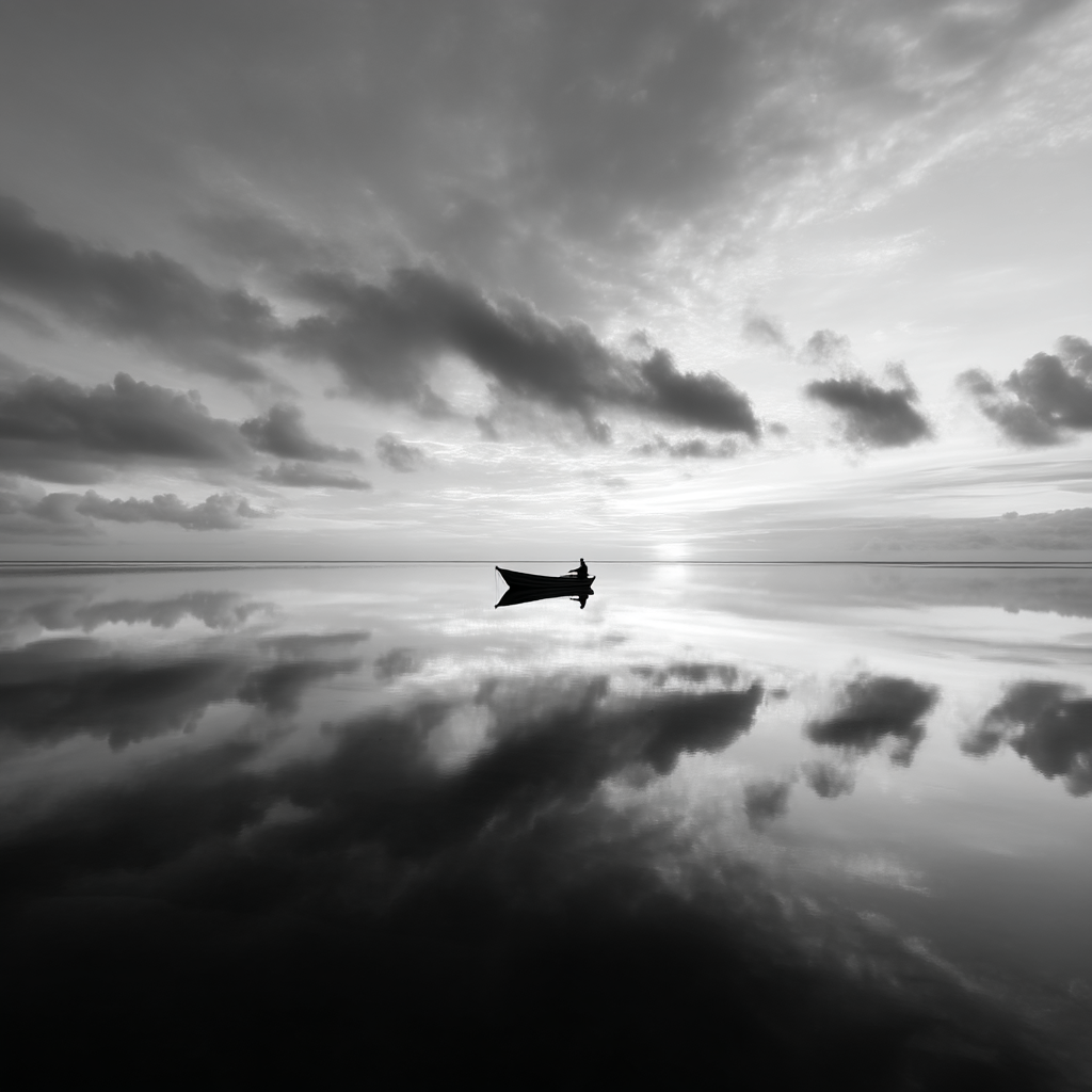 astreiia_Black_and_white_photography_a_single_boat_centered_o_f477b993-f3b2-4807-8382-e36a30849683_2